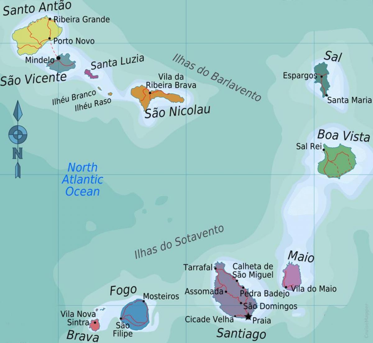Kapverdische Inseln Position auf der Karte