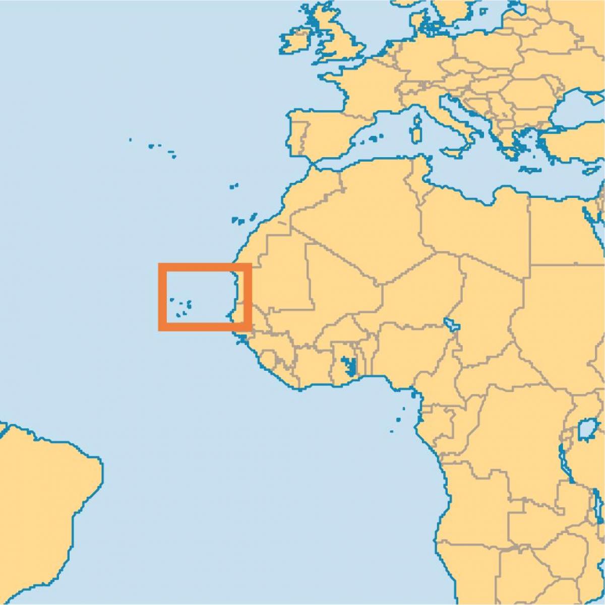 Karte von Kap Verde auf der Weltkarte anzeigen